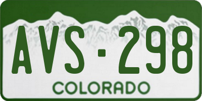 CO license plate AVS298
