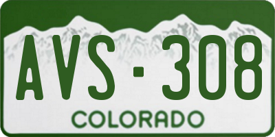 CO license plate AVS308