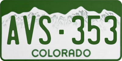 CO license plate AVS353