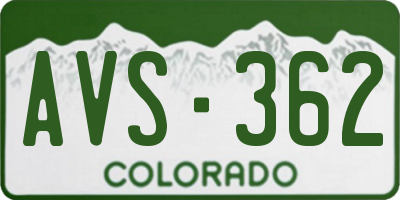 CO license plate AVS362