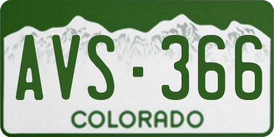 CO license plate AVS366