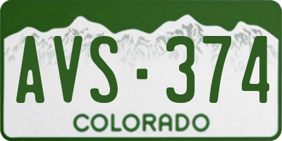 CO license plate AVS374