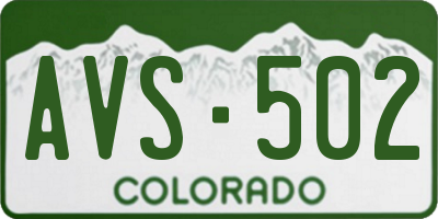 CO license plate AVS502