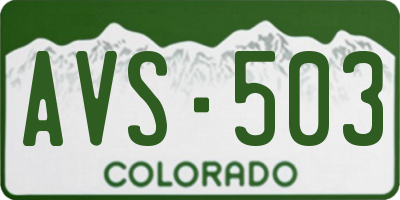 CO license plate AVS503