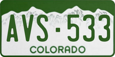 CO license plate AVS533