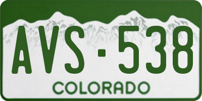 CO license plate AVS538