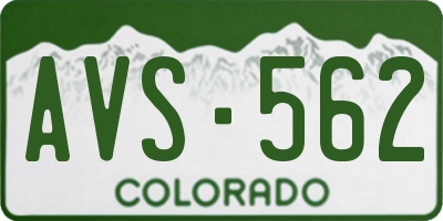 CO license plate AVS562