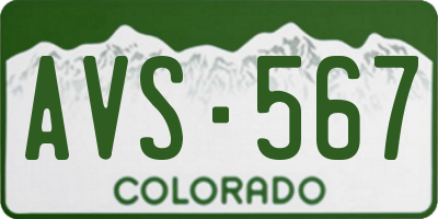 CO license plate AVS567