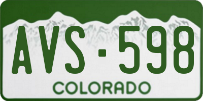 CO license plate AVS598
