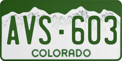CO license plate AVS603