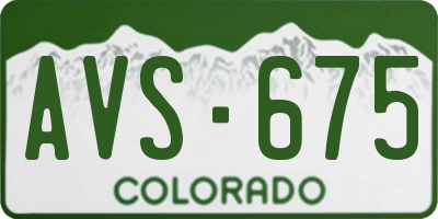 CO license plate AVS675
