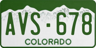 CO license plate AVS678