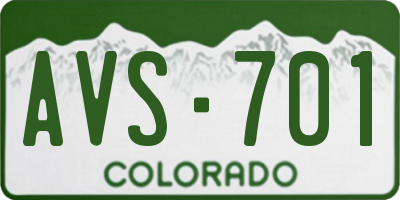 CO license plate AVS701