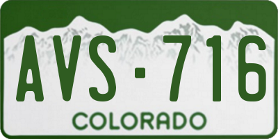 CO license plate AVS716