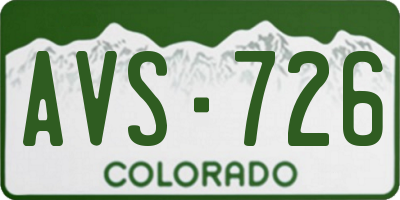 CO license plate AVS726