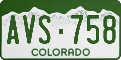 CO license plate AVS758