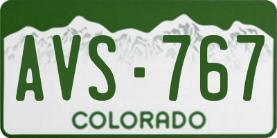 CO license plate AVS767