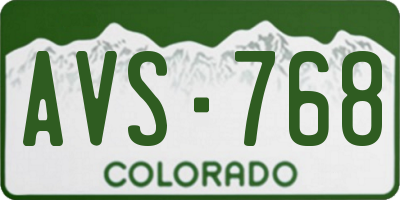 CO license plate AVS768
