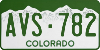 CO license plate AVS782