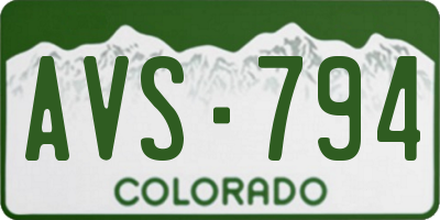 CO license plate AVS794