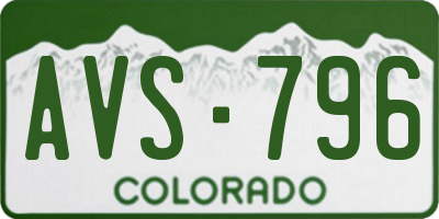 CO license plate AVS796