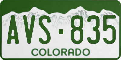 CO license plate AVS835
