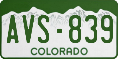 CO license plate AVS839