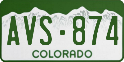 CO license plate AVS874
