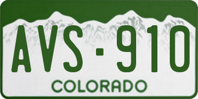 CO license plate AVS910