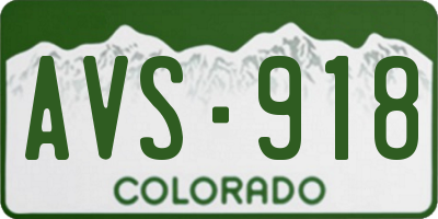CO license plate AVS918