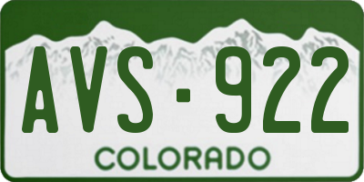 CO license plate AVS922