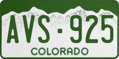 CO license plate AVS925