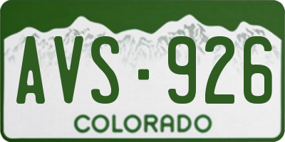 CO license plate AVS926