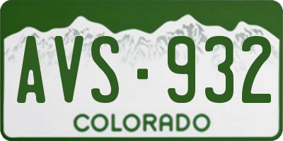 CO license plate AVS932
