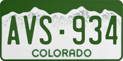 CO license plate AVS934