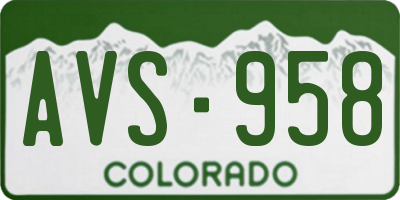 CO license plate AVS958