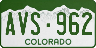 CO license plate AVS962