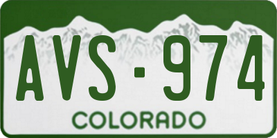CO license plate AVS974
