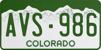 CO license plate AVS986