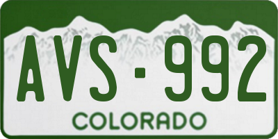 CO license plate AVS992