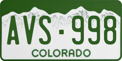 CO license plate AVS998