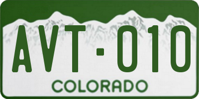 CO license plate AVT010