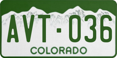 CO license plate AVT036