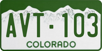 CO license plate AVT103