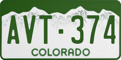 CO license plate AVT374