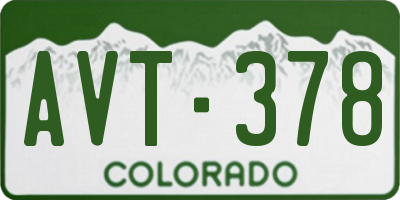 CO license plate AVT378