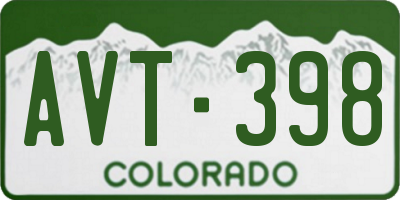 CO license plate AVT398