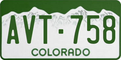 CO license plate AVT758