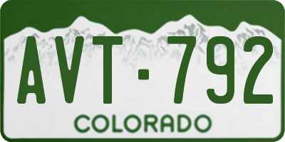 CO license plate AVT792