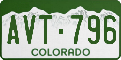 CO license plate AVT796